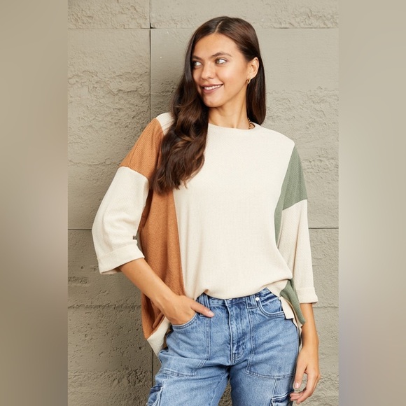 Sew In Love Tri-Color Pattern Blouse - Picture 1 of 11